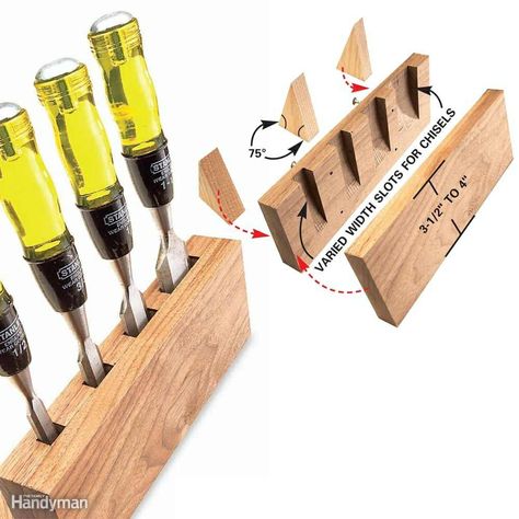 Chisel Storage, Storage Idea, Workshop Organization, Shop Storage, Shop Organization, Wood Tools, Workshop Storage, Garage Workshop, Tool Hacks