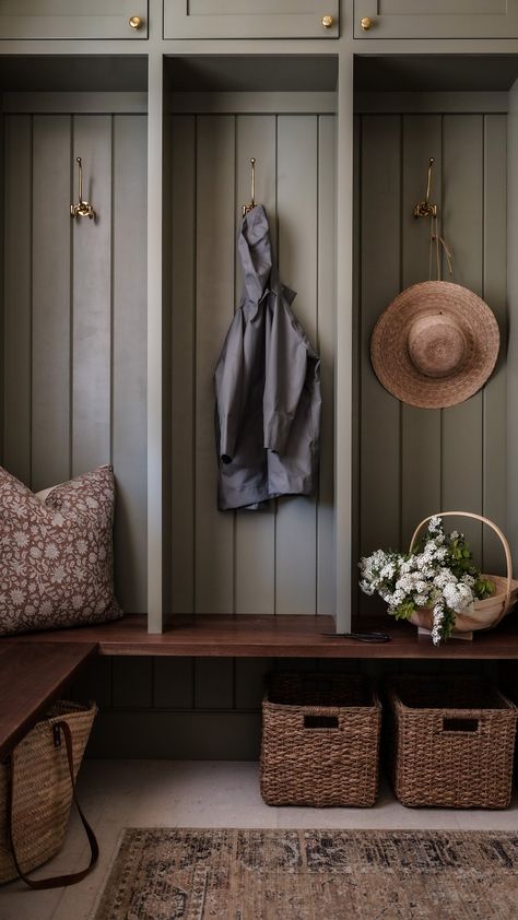 Mud Room Colors, Farmhouse Moodboard, Victorian Laundry, Mud Area, Mudroom Paint, Mudroom Paint Color, Cabinet Styling, Mudroom Cabinets, Entry Mudroom