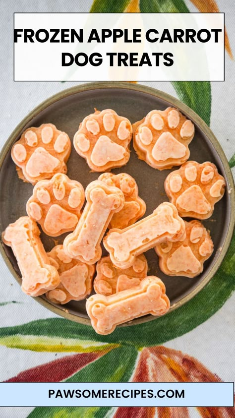 Carrot Yogurt, Carrot Dog Treats, Yogurt Dog Treats, Frozen Apple, Carrot Benefits, Carrot Dogs, Easy Dog Treat Recipes, Freezing Apples, Frozen Dog Treats