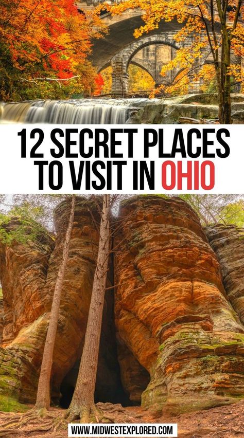 12 Secret Places to Visit in Ohio Things To See In Cleveland Ohio, Ohio Must See, Clifton Gorge Ohio, Ohio Places To Visit, Places To Visit In Columbus Ohio, Northeast Ohio Things To Do, Weekend In Cleveland Ohio, Castles In Ohio, Ohio National Parks