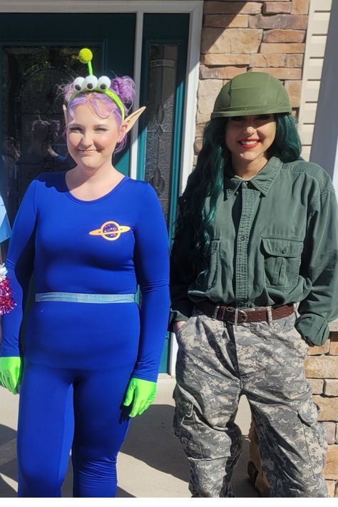 This is an adorable Alien and green army man, well, army woman from Toy Story. Just use your imagination. Green Army Men, Army Man, Use Your Imagination, Alien Costume, Green Alien, Army Women, Group Costumes, Army Men, Diy Toys