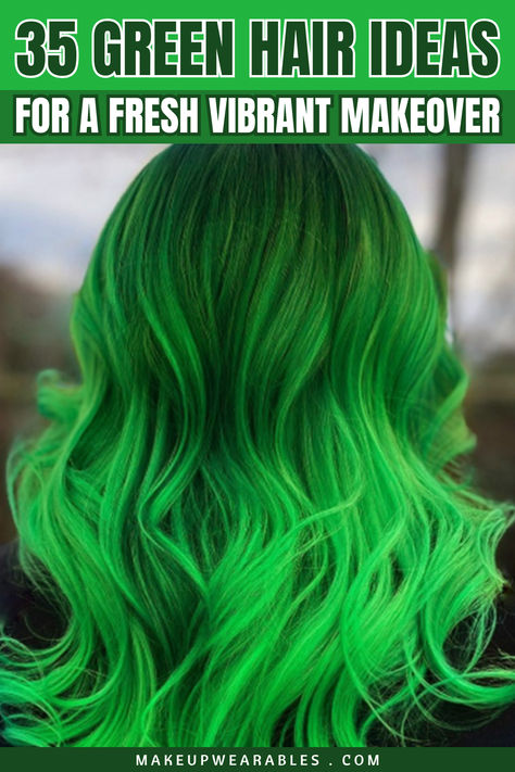 Green Hairstyle Ideas Purple Green Hair Color, Like Green Hair, Forest Green Hair Color, Emerald Green Hair Color, Green Hair Inspiration, Green Hair Highlights, Green Hair Ideas, Green Hair Color Ideas, Purple And Green Hair