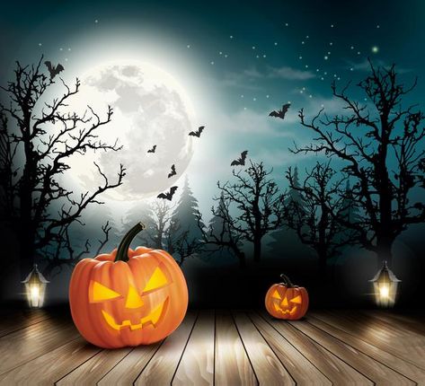 Autumn Backdrop, Moon Pumpkin, Tapestry Wallpaper, Spooky Background, Pumpkin Moon, Witch Photos, Props Free, Bright Moon, Horizontal Landscape