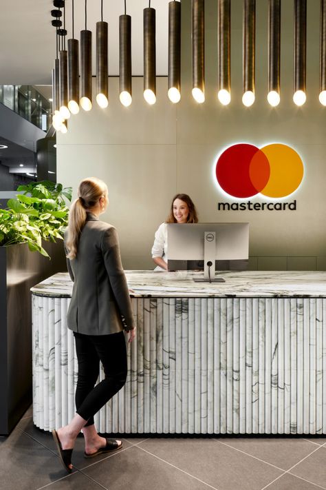 Mastercard Offices - Sydney Modern Office Reception Design, Led Screen Wall, Modern Office Reception, Reception Waiting Area, Office Reception Design, Reception Waiting, Office Reception Area, Screen Wall, Lobby Interior Design