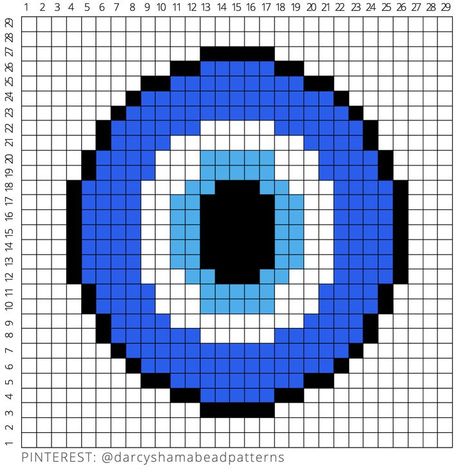 Evil Eye Pattern #evileye #luck #protection #protectiveeye #greekevileye #protectioncharm #greece #greek #turkey #turkish #mesopotamia #culture #cultural #hamabeads #hamabeadpattern #perlerbeads #perler #pixel #pixelart #pyssla #fusebeads Evil Eye Perler Bead Pattern, Perler Beads Evil Eye, Pixel Art Evil Eye, Evil Eye Pixel Art, Evil Eye Perler Bead, Spiderman Pixel Art, Evil Eye Pattern, Greek Turkey, Miyuki Beads Pattern