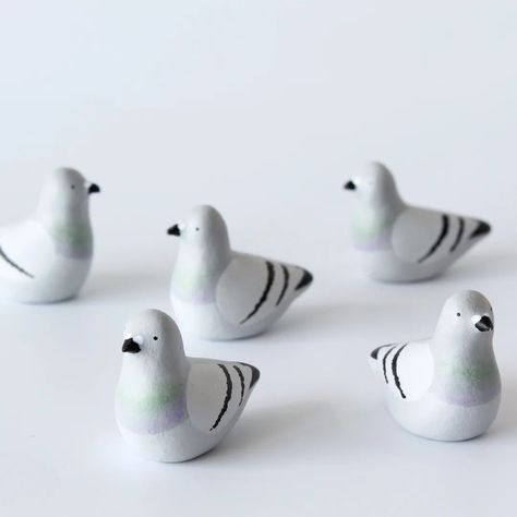 Tiny pigeons 🩶 . . #clay #clayart #pigeon #birdsofinstagram #airdryclay #sculpture #claysculpture #artsandcrafts #animalart #pottery #potteryanimals #animals #clayanimals #cute #cuteanimals #figures #figurines #ornaments #miniature #miniatures #miniaturesculpture #miniatureanimals #minis #totem #wildlifeart #etsy #etsyuk #fallingfauna Air Dry Clay Keychain Ideas, Pigeon Cute, Clay Pigeon, Clay Pigeons, Clay Keychain, Pottery Animals, Thanks Everyone, Oil Pastel Art, Clay Animals