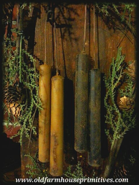 #PBW15 Primitive Colonial Hanging Beeswax Taper Candles (Made In USA) Primitive Lamps, Colonial Home Decor, Primitive Candles, Beeswax Taper Candles, Natural Candle, Beeswax Tapers, Candle Kits, Candle Making Business, Primitive Colonial