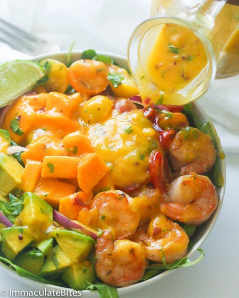 Shrimp Avocado Recipes, Avocado Shrimp Salad, Salad Sides, Shrimp Dinners, Mango Dressing, Avocado Shrimp, Amazing Salads, Shrimp Avocado Salad, Shrimp Salad Recipes