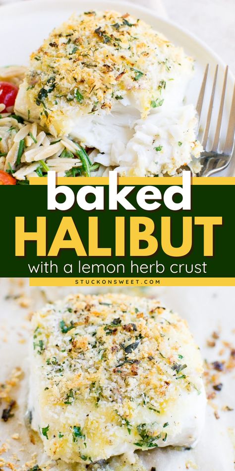 You're just 20 minutes away from this easy summer meal! It's a summer dinner idea featuring baked fish filet. Not only is this baked halibut recipe healthy, but it also has a flavorful lemon herb crust! Healthy Halibut Recipes Clean Eating, Baked Halibut Recipes Mayo, Halibut Filet Recipes, Bbq Halibut Recipes, Baked Halibut Recipes, Halibut Steak Recipe, Skinnytaste Breakfast, Best Halibut Recipes, Halibut Recipes Healthy