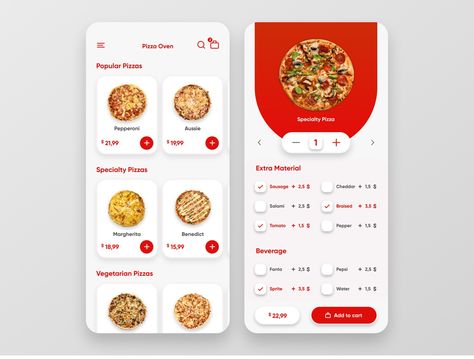 Pizza Order App by Hamza Y¨¹ksel Kiosk App, Pizza App, App Wireframe, Food Website Design, Ui Design Principles, Restaurant App, App Design Layout, Ui Ux App, Mobile App Design Inspiration