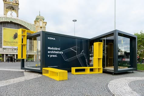 KOMA MODULAR at Designblok 2016 | www.koma-modular.cz Container Coffee Shop, Shipping Container Design, Container Restaurant, Affordable House Plans, Container Office, Container Buildings, Modular Structure, Container Architecture, Container Design