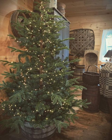 Primitive Christmas Decorating Ideas, Primitive Christmas Trees, Christmas Sled Decoration, Primitive Christmas Tree, Primitive Christmas Decorating, Primitive Christmas Decor, Fake Christmas Trees, Prim Christmas, Colonial Christmas