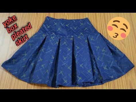 Skirt Yoke, Yoke Skirt, Pleated Skirt Pattern, Pola Rok, Dresses Patterns, Cotton Frocks For Kids, Box Pleated Skirt, Frocks For Kids, Kids Skirt