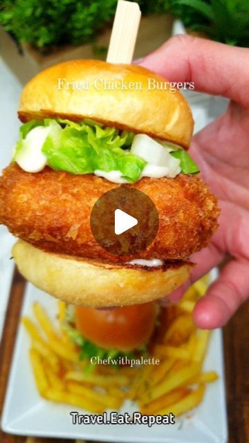 1,485 likes, 59 comments - chefwithpalette on January 16, 2024: "Somedays all you need is a good fried chicken burger and everything seems to be okay 😌 Ingredients and steps: 500g boneless chicken ..." Mini Chicken Burgers, Mini Burgers Recipe, Fried Egg Burger, Ground Chicken Burgers, Good Fried Chicken, Crispy Chicken Burgers, Fried Chicken Burger, Egg Burger, Dried Parsley