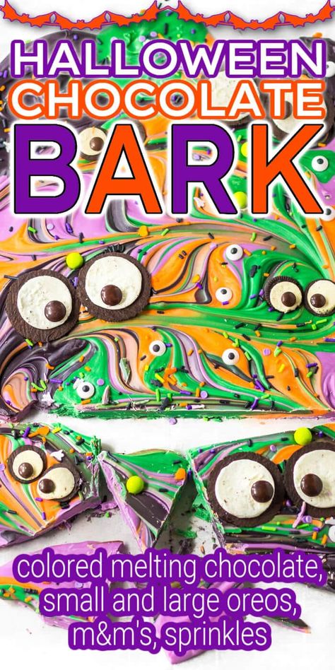 Halloween Bark Recipes, Halloween Bark, Bark Recipes, Low Fat Snacks, Family Desserts, Halloween Sprinkles, Holiday Favorite Recipes, Sweet Recipe, Spooky Treats