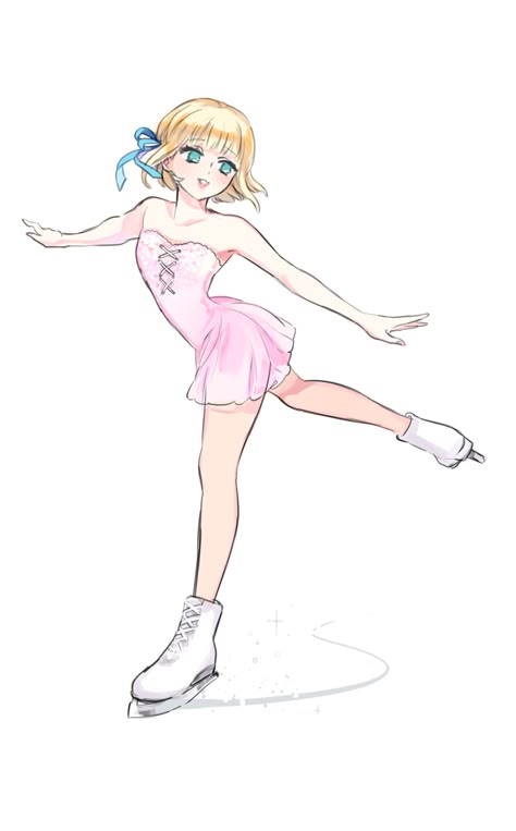 Ice Skating Drawing Reference, Ice Skating Reference, Drawing Ice Skating, Ice Skating Poses Drawing, Ice Skating Drawing, Hetalia Liechtenstein, Ice Skating Art, Ice Skate Drawing, Back Drawing