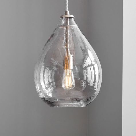 Oversized Glass Waterdrop Pendant | Pottery Barn Teen Pendant Light Over Bathtub, Bathtub Chandelier, Corner Lighting, Light Pool, Dining Light, Bedroom Pendant, Bathroom Pendant Lighting, Locker Decorations, Glass Pendant Lights