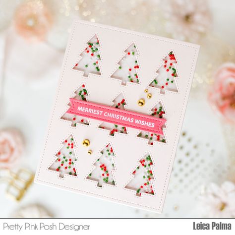 Tree Cover Plate Shaker | Pretty Pink Posh Christmas Tree Cards Handmade, Xmas Art, Cupcake Card, Card Inspo, Pinkfresh Studio, Scrapbooking Paper Crafts, Pretty Pink Posh, 2022 Christmas, Merry Christmas Wishes