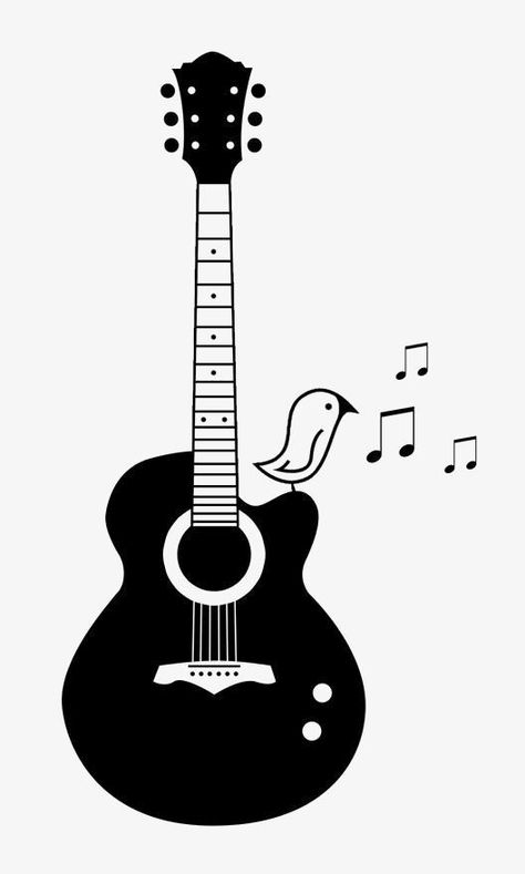 Songbird Tattoo, Guitar Clipart, Guitar Tattoo Design, Guitar Drawing, Acoustic Guitar Lessons, Guitar Tattoo, Music Tattoo Designs, Music Drawings, Guitar Painting