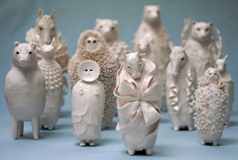 ceramic artist animals mythical Sophie Woodrows Porcelains. Sophie Woodrow, Strange Animals, Studio Ceramics, Collection Ideas, Sculptures Céramiques, Cerámica Ideas, Ceramic Figures, Ceramic Animals, Falmouth