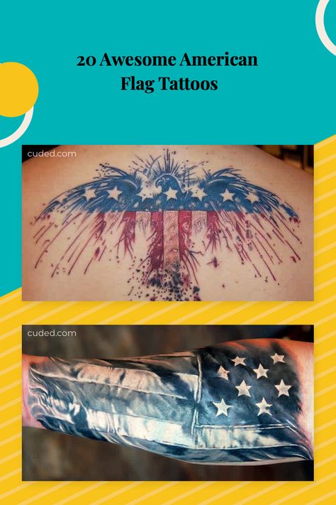 Pledge Allegiance to the ink! We are loving these awesomely amazing tattoo representations of the American Flag. From straight-up banners to more creative interpretations of the Stars and Stripes, there are designs here to suit every patriotic personality. Usa Flag Tattoo, American Flag Tattoos, Flag Tattoos, I Pledge Allegiance, Gadsden Flag, Flag Tattoo, Pledge Of Allegiance, The American Flag, We Are Love