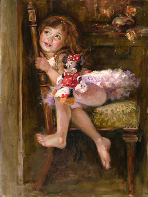 Playdate With Minnie by Irene Sheri Irene Sheri, Cake For Mom, Vladimir Volegov, Disney Fine Art, Sea Painting, Amazing Drawings, Portrait Sketches, Russian Artists, Dance Art