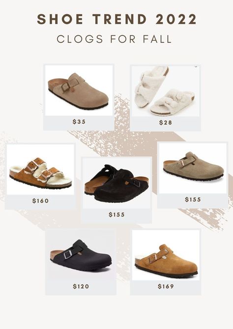 affordable and high price range birkenstock clogs, sherpa birkenstocks, taupe boston birkenstock clogs, shopping finds, shoe finds, fall must haves, fall outfits, fall fashion, shoe trend