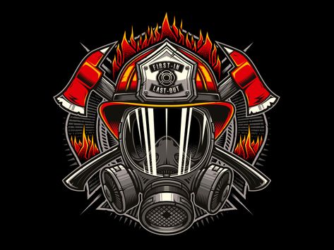 Firefighters by Moises Martinez on Dribbble Firefighter Logo Design, Fire Department Tattoos, Firefighter Drawing, Firefighter Memes, Fireman Art, Firefighter Design, Fire Dept Logo, Firefighter Logo, Logo Design Graphics