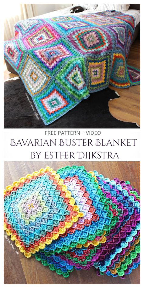 Bavarian Buster Blanket Free Crochet Patterns - DIY Magazine Bavarian Crochet, Fathers Gifts, Crochet Throws, Stash Buster, Yarn Craft, Crochet Blanket Afghan, Crochet Granny Square Blanket, Crochet Bedspread, Blanket Diy