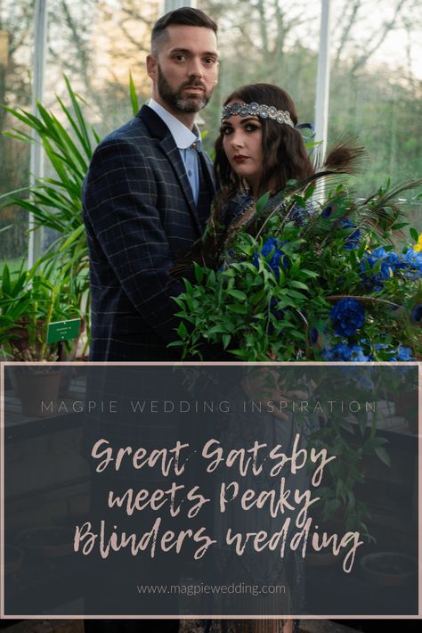 1920's Christmas Wedding - Peaky Blinders meets Gatsby Glamour  1920's wedding inspiration by Magpie Wedding  #1920'swedding #weddinginspo #vintagewedding #vintagebride #groom #fringe #weddingdress #suit  #vintagehair #vintagemakeup #peakyblinders #thegreatgatsby Peaky Blinders Wedding Dress, Jazz Age Wedding, Flapper Wedding, Beaded Flapper Dress, Vintage Style Wedding Dresses, Retro Bride, 1920s Wedding, Gatsby Wedding, Mother Of Groom Dresses