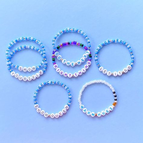 Frozen Bracelets Stacking Stretch Bracelets Beaded - Etsy Disney Beaded Bracelet Diy, Friendship Bracelets Disney, Disney Bead Bracelet Ideas, Disney Bracelet Ideas, Disney Braclets, Disney Beaded Bracelet, Disney Friendship Bracelet, Frozen Bracelet, Do The Next Right Thing