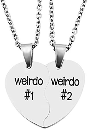 Weirdo Necklaces for 2 Best Friend Necklaces BFF Friendship Birthday Christmas Gifts Split Heart Weirdo 1 Weirdo 2 Necklaces Friendship Valentines, Best Friend Hoodies, Bff Necklace, 2 Best Friends, Bff Jewelry, Best Friend Outfits, Bff Necklaces, Friend Jewelry, Bff Outfits