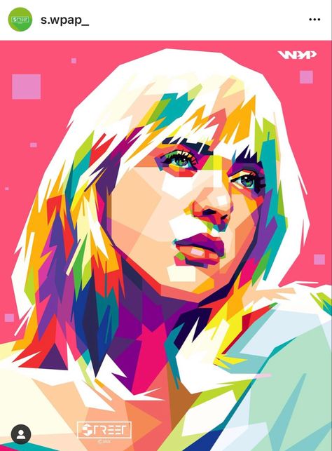 @s.wpap_ on insta Billie Eilish Pop Art, Billie Drawing, Wpap Portrait, Pop Art Artists, Wpap Art, Art Studio Room, Pop Art Animals, Modern Art Paintings Abstract, Pop Art Portraits