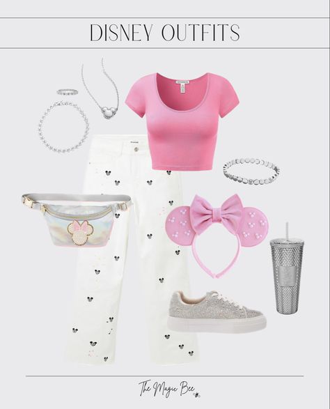 Pink Disney Outfits Women, Park Fits, Hollywood Studios Outfit, Disneyworld Outfits, Disneyworld Outfit, Animal Kingdom Outfit, Epcot Outfit, Magic Kingdom Outfit, Disney Trip Outfits