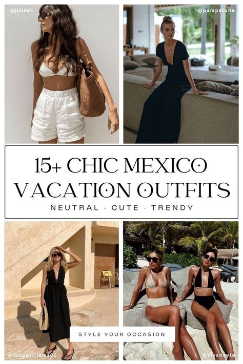 What to Pack for Mexico & 15+ Cute & Chic Mexico Vacation Outfits for 2024. Planning a vacation to Cancun or Cabo in 2024? Check out our 15+ trendy Mexico vacation outfits, with options for plus-size, midsize, and black women. From Cancun resort wear. Cabo outfit ideas, Mexico beach outfit, we have it all covered. Discover the latest Cancun fashion trends and find your ideal Mexico outfit ideas, Mexico travel wardrobe Cabo Outfit Ideas, Cancun Vacation Outfits, What To Pack For Cancun, Los Cabos Mexico Outfits, Pack For Cancun, Cancun Fashion, Mexico Vacation Outfits Cancun, Mexican Vacation Outfits, Mexico Resort Outfits