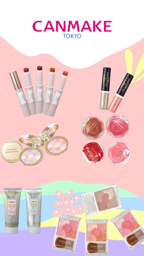 Canmake Makeup Collection Japanese Lip Products, Japanese Make Up Products, Japanese Makeup Brands, Japanese Lip Makeup, Japan Makeup Products, Asian Makeup Brands, Canmake Lip, Japanese Makeup Products, Asian Makeup Products