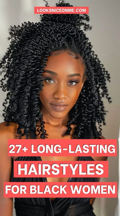 Effortless and stunning! Explore long-lasting hairstyles for Black women that provide protective benefits and all-day confidence, perfect for any season Cute Black Women Hairstyles, Crochet Updo Hairstyles Black Women, Black Lady Hairstyles, Long Bob Hairstyles For Black Women, Long Lasting Hairstyles For Black Women, Classy Braids Black Women, Crimps Hairstyles For Black Women, Latest Hairstyles For Black Women, Durable Hairstyles