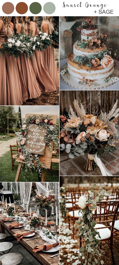 Dusty Orange Wedding, Lilac Wedding Bouquet, Orange Wedding Colors, Fall Wedding Color Schemes, Dusty Orange, Wedding Color Scheme, Wedding Color Ideas, Red Wedding Theme, Wedding Color Trends