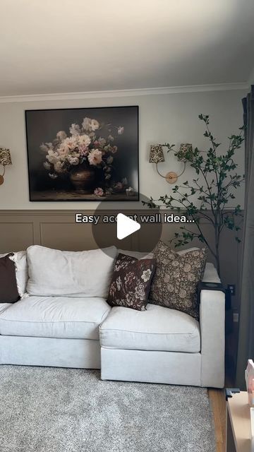 Megan Goedde | DIY & Home on Instagram: "Still loving this accent wall I did on my sofa wall! I realized I didn’t share a short round up of this wall! If you want the link to what I used just comment WALL to receive a DM with the link to shop this post on my LTK ⬇ https://liketk.it/4RaWr

Make sure to save this post for a future project!!"