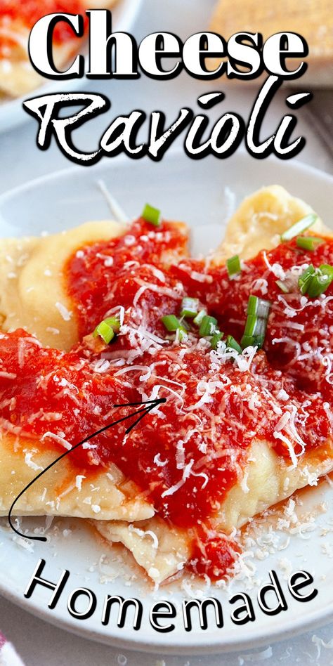 This Cheese Ravioli with Red Pepper Tomato Sauce is fresh and fantastic. It is fun to make ravioli and even more fun to eat. Red Sauce For Ravioli, Ravioli With Red Sauce, Sourdough Ravioli, Homemade Cheese Ravioli, Pepper Tomato Sauce, Cheese Ravioli Recipe, Sourdough Pasta, Pasta Packet, Ravioli Recipe Homemade