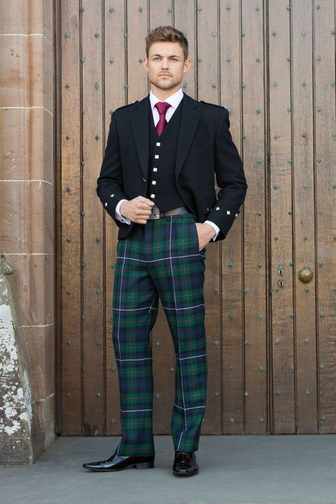 Tartan Trews Outfit, Blond Guys, Menswear Wedding, Battle Vest, Tartan Suit, Kilt Jackets, Tartan Fashion, Tartan Pants, Semi Dresses