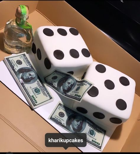 Dice birthday cake Dice Birthday Cake, Dice Cake Ideas, Dice Cake, Crazy Birthday Cakes, Boyfriends Birthday Ideas, Vegas Cake, Crazy Birthday, 15 Birthday, Money Cake