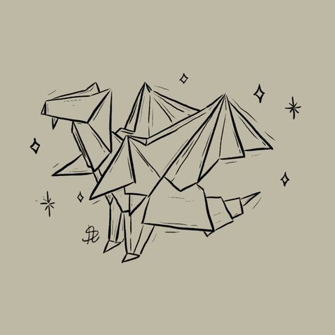 Origami Dragon Drawing, Origami Dragon Tattoo, Geometric Animals Drawing, Origami Tattoos, Origami Drawing, Geometric Dragon, Cousin Tattoos, Origami Tattoo, Shop Board