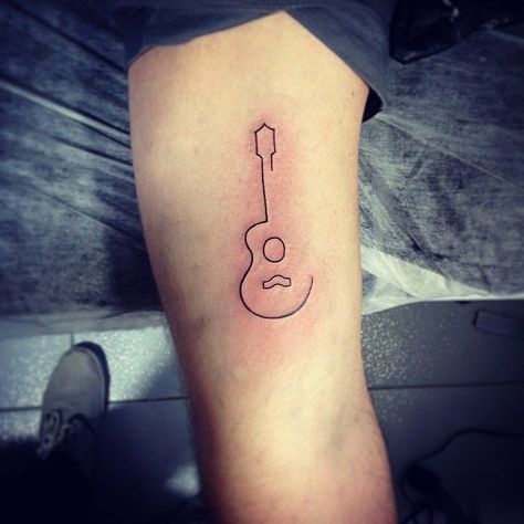 Ukulele Tattoo, Acoustic Guitar Tattoo, Minimalist Tattoo Meaning, Guitar Tattoo Design, Tier Tattoo, Typography Tattoo, Guitar Tattoo, Music Tattoo Designs, Hawaiian Tattoo