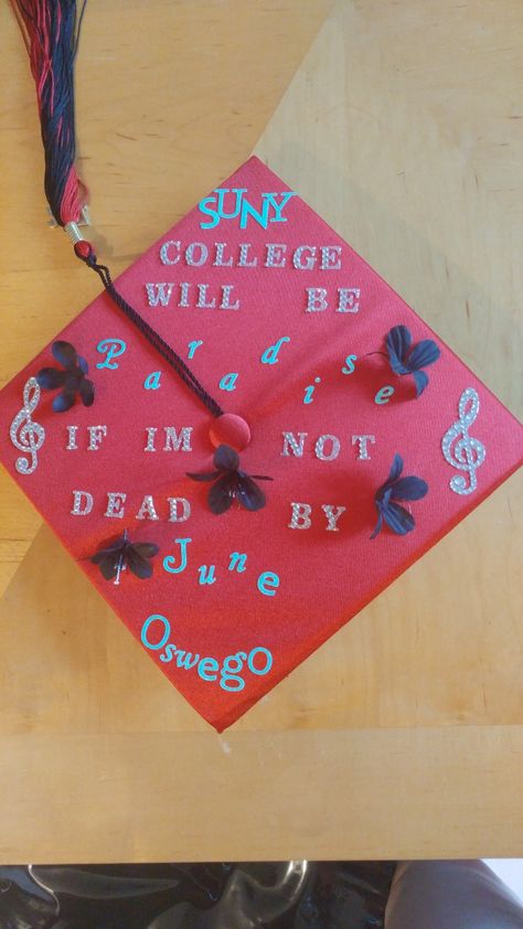 Heathers Graduation Cap, Caps Ideas, Grad Quotes, Graduation Cap Decoration Diy, High School Graduation Cap, College Graduation Cap Decoration, Grad Cap Designs, Diy Graduation Cap, Diy Graduation