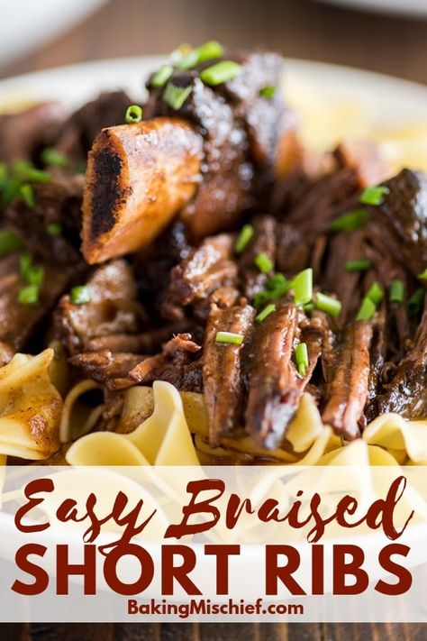 These easy short ribs are fall-off-the-bone tender, decadently rich, and such a show stopper. Best Way To Cook Short Ribs, Simple Short Ribs Recipe, Easy Short Ribs Recipe, Easy Braised Short Ribs, Recipe For Short Ribs, Easy Short Ribs, Barbecue Short Ribs, Cooking Short Ribs, Braised Short Ribs Recipe