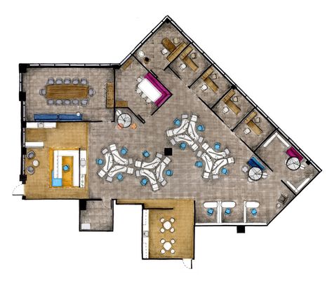 Office Floor Plan Corporate Office Floor Plan Layout, Advertising Office Design, Advertising Agency Interior, Advertising Agency Office, Room Desks, Home Office Design Layout, Advertising Office, Open Office Layout, Office Layout Plan