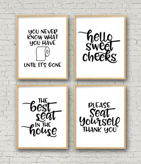 Decorate your bathroom with these fun and free Printable Bathroom Signs. Just download, print, and add these free funny bathroom printables to your favorite frame. #bathroomprintables #bathroomdecor Free Printable Bathroom Signs, Bathroom Printables Free, Printable Bathroom Signs, Wc Decoration, Bathroom Printables, Bathroom Quotes, Bathroom Decor Ideas Colors, Funny Bathroom Signs, Funny Bathroom