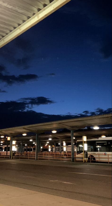 night bus stop blue sky Bus Stop Aesthetic, Bus City, Bus Stand, Design Moodboard, Lovely Places, Aesthetic Life, Bus Station, Landscape Pictures, Bus Stop