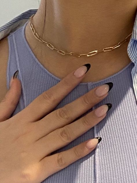 Aesthetic Nails, Black French, Black Nails, Nail Inspo, This Year, Manicure, Nails, Gold, White